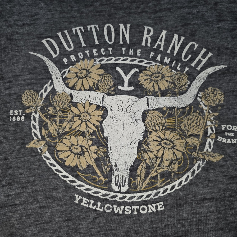 Yellowstone Dutton Ranch Womens Shirt Top X-Small Black Graphic Tee V‎ Neck XSg